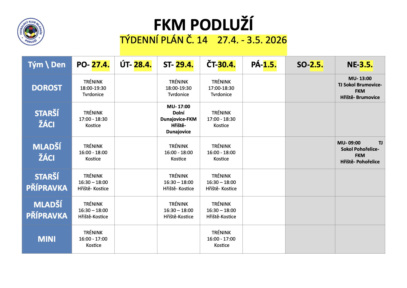 Týdenní plán č. 14