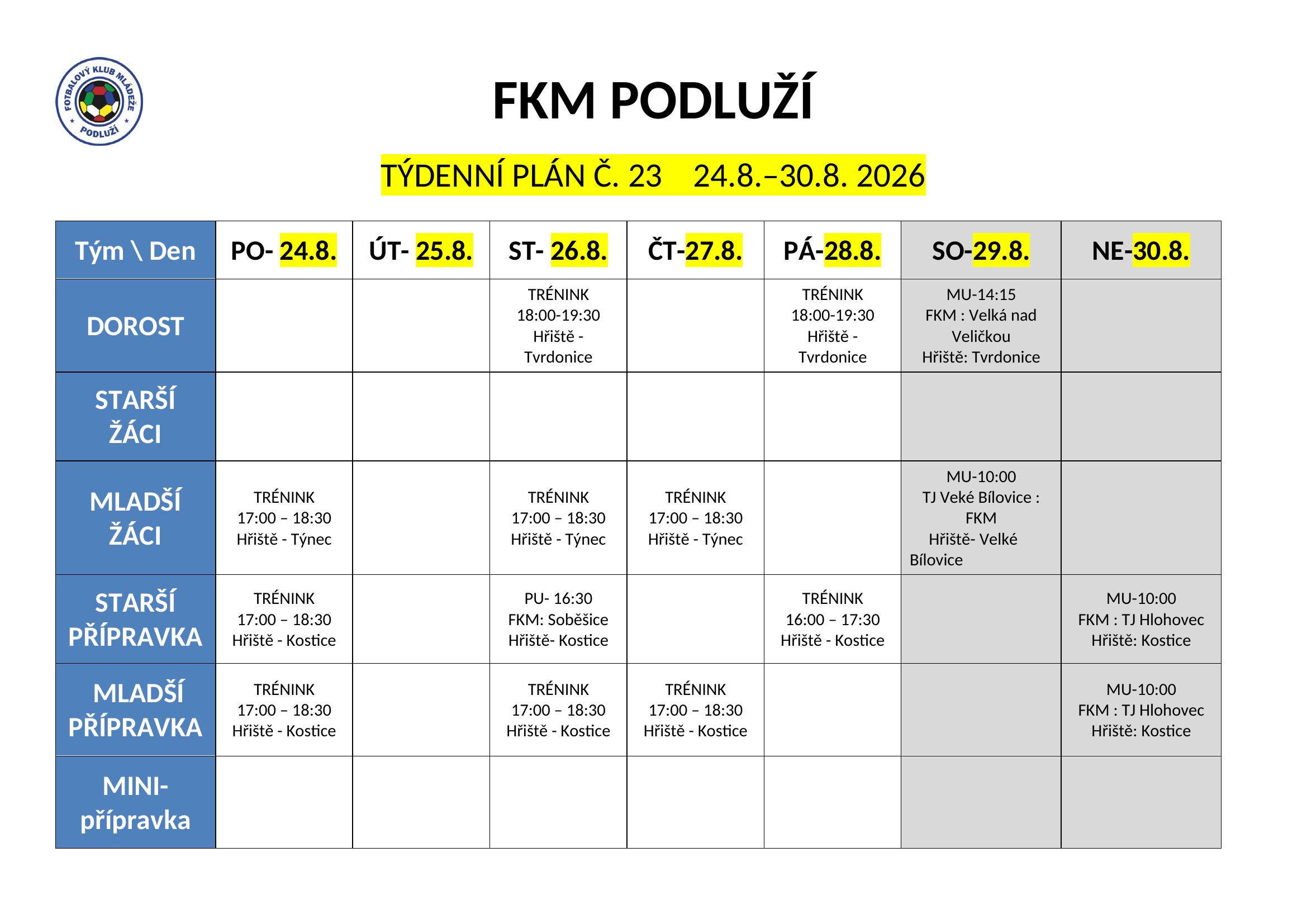 Týdenní plán č. 23
